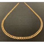 A 9ct gold flat curb link necklace, 50cm long, 25.4g