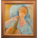 Sheila Oliner (1930-2020), The Cellist, gouache on paper, 53cm x 49cm.