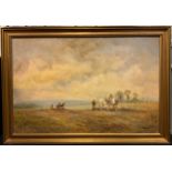 M. J. Rendell, Ploughing the High Field, signed, oil on board, 51cm x 76.5cm