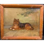 Frederick French, Portrait of a Dog, 'Clyde', signed, dated 1896, oil on canvas, 20.5cm x 25.5cm.