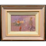 John Boyd, Figures in the park, impressionist sketches, signed in pencil, oil on board, 16cm x 23cm.