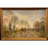 M. J. Rendell, Early Morning Hunt, signed, oil on board, 51cm x 76.5cm