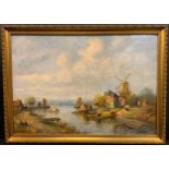 M. J. Rendell, 'The Industry of the River', signed, oil om board, 35cm x 50cm