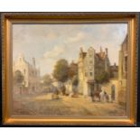 M. J. Rendell, Early morning light in the old town, signed, oil on board, 40.5cm x 51cm