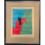 Serge Poliakoff (French 1900-1969), Composition Rouge Verte et Bleue, lithograph. labeled Redfearn