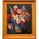 Paivio Westerlund Knighton (active 1968 - 1986), A vase of summer flowers, signed, oil on board,