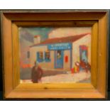 Patrick Larking, attributed to, Kippford Post Office, oil on canvas laid on board, (label to verso -