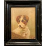 English school, Terrier, indistinctly signed, dated 1934, oil on canvas, 23cm x 18cm.