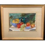 English school, Still life with apples, grapes, and a vase, unsigned, (purchased by the vendor