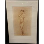 Victorian school, Study of a nude lady, signed with monogram G. H., dated 1898, red chalk, 56cm x