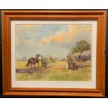Michael Crawley Gypsy Life, A Day at the Races signed, watercolour, 32cm x 43cm