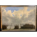 Alan Smith, 'Hedgerow study with a cloudy sky', signed, oil on board, 43cm x 61cm.