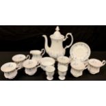 A Royal Albert Memory Lane pattern coffee set for six; two Wedgwood eggcups