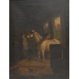 English School (19th century) Retiring for the Night, a working horse being lead to rest by the