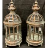 A pair of reproduction 19th century style domed top, floor standing lanterns, 60cm high