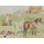 Winifred Wilson (fl. 1920 - 1978) The Horse Fair signed, watercolour, 25cm x 34cm