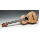 A Spanish parlour guitar, by Alfonso Ricardo, Madrid, the two-piece back 43.5cm long, inlaid with