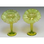 A pair of 19th century uranium glass Jack-in-the-pulpit vases, 18cm high, c.1880 (2)