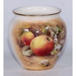 A Royal Worcester ovoid vase, painted by P. Love, signed, with ripe fruit on a mossy ground, 8cm