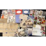 Stamps - including Forces Air Mail, postcards, small stamp book, etc