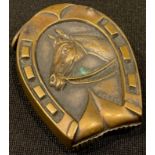 A 19th century novelty vesta case, embossed with a horse's head within a horseshoe, Rd. No. 3819