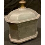 A 19th century lead tobacco box, 14cm high