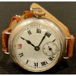 A World War One 925 silver wristlet trench watch