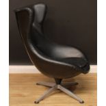 Mid-century Design - a Lurashell Apollo swivel office chair, 109cm high, 79cm wide, the seat 42cm