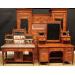 A late Victorian curly heart pine three-piece bedroom suite, by Edwards & Sons, Newcastle (Staff),