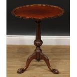 A Chippendale Revival mahogany tripod wine table, 60cm high, the top 50.5cm diameter