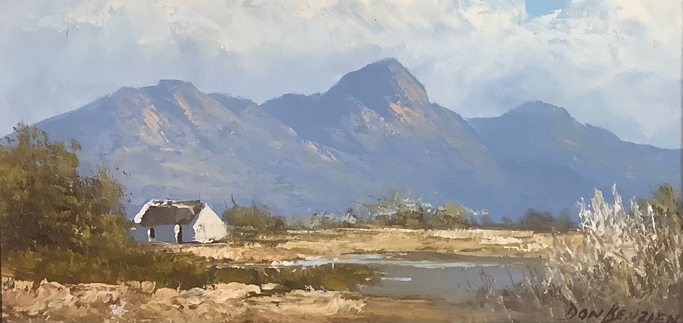 Don Benzien African School Table Mountain, Capetown signed, oil on board, 14cm x 29cm - Bild 2 aus 3