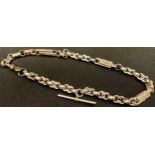 A Victorian white metal fancy link Albert chain, 38cm long