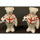 A Royal Crown Derby Teddy Bear model, England Footballer Bear, Govier's exclusive, limited edition