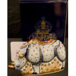 A Royal Crown Derby paperweight, Endangered Species White Rhino, specially commissioned by