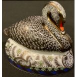 A Royal Crown Derby paperweight, Platinum Black Swan, to Celebrate the 60th Anniversary of The