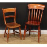 A 19th century beech and elm Oxford back kitchen chair, 80cm high, 35.5cm wide, the seat 32cm