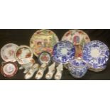 A Royal Crown Derby Mikado pattern sucrier, six saucers and six tea plates; a pair of Royal Albert