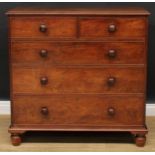 A 19th century mahogany chest, rectangular top with moulded edge above two short and three long