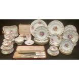 An early 20th century Royal Crown Derby Posie pattern dinner and tea service, comprising chop plate,