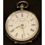 A late 19th century Swiss silver fob watch, c.1890, cased