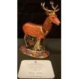 A Royal Crown Derby paperweight, Heraldic Derbyshire Stag, Inspired by The Derbyshire Coat of