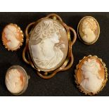 A 19th century cameo brooch; etc