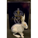 A Royal Crown Derby paperweight, Starlight Hare, Collector's Guild exclusive, gold stopper, boxed