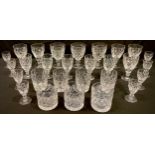 Glassware - cut glass drinking glasses, assorted part suites, wine, whisky, liqueur, etc