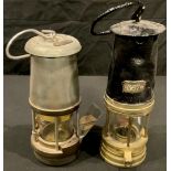 A Wolf Miner's safety lamp, Wolf Type FS; another, stamped 367 (2)