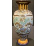 A late 19th century Royal Doulton Slater's Patent ovoid vase, decorated with flowers on sgraffito