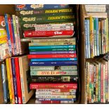 Books and Annuals - Giles, Jak and Mac's; Giles jigsaw puzzles etc (quantity in two boxes)