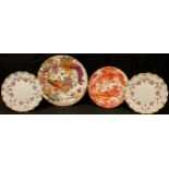 A pair of Royal Crown Derby Royal Antoinette pattern shaped circular dessert plates, 20cm, first