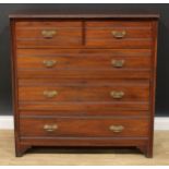 A late Victorian/Edwardian chest, of two short and three long drawers, 106cm high, 107cm wide, 49.