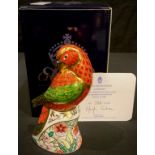 A Royal Crown Derby paperweight, Lorikeet, specially commissioned, limited edition 396/2,500, gold